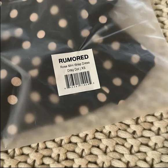 RUMORED Dot Dress rose wrap black ditsy