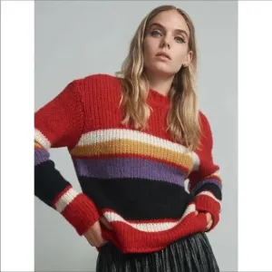 Sanctuary Over the Rainbow Crewneck Pullover Sweater Alpaca Wool size XS NWT