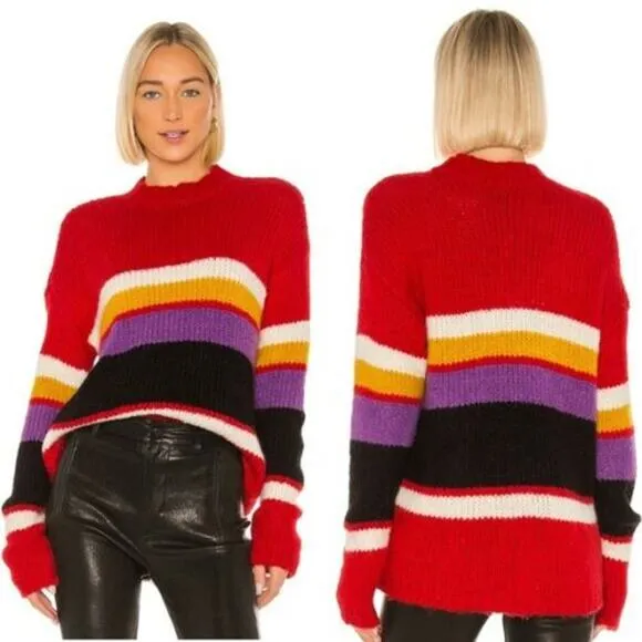 Sanctuary Over the Rainbow Crewneck Pullover Sweater Alpaca Wool size XS NWT