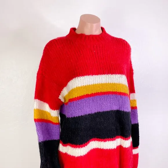 Sanctuary Over the Rainbow Crewneck Pullover Sweater Alpaca Wool size XS NWT