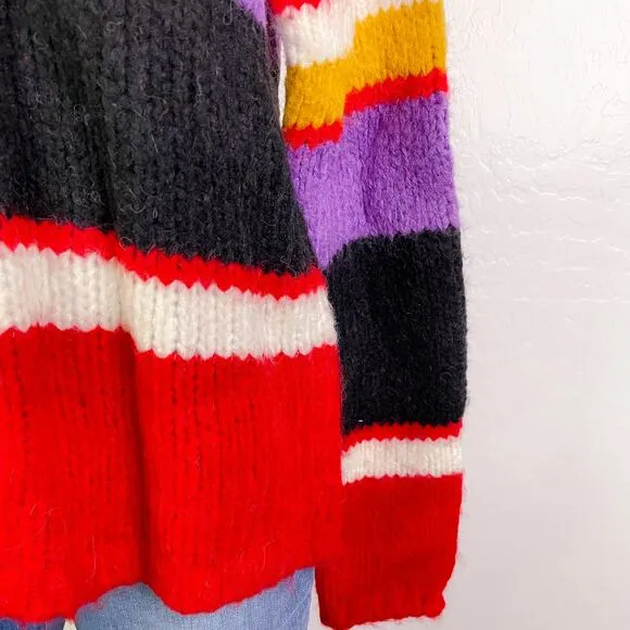 Sanctuary Over the Rainbow Crewneck Pullover Sweater Alpaca Wool size XS NWT