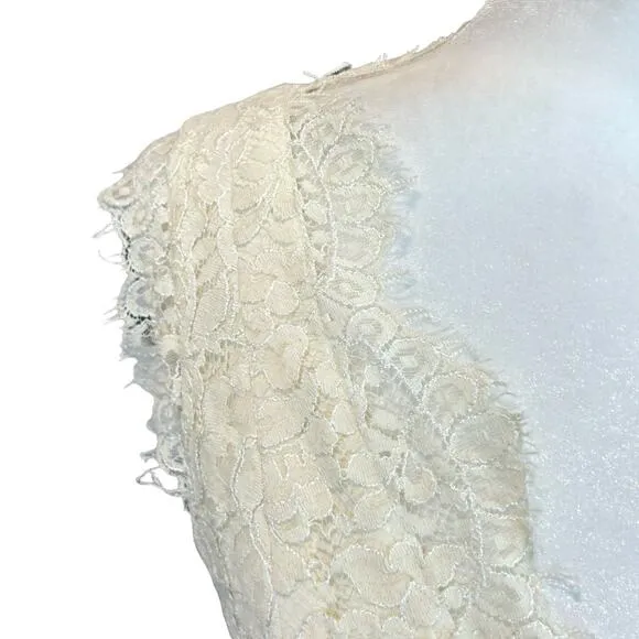 Shoshanna Lace Dress Womens Size 8 Cream Midi Floral Glam Coquette Party Twee