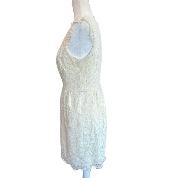Shoshanna Lace Dress Womens Size 8 Cream Midi Floral Glam Coquette Party Twee