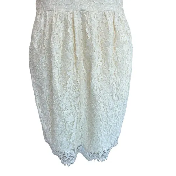 Shoshanna Lace Dress Womens Size 8 Cream Midi Floral Glam Coquette Party Twee