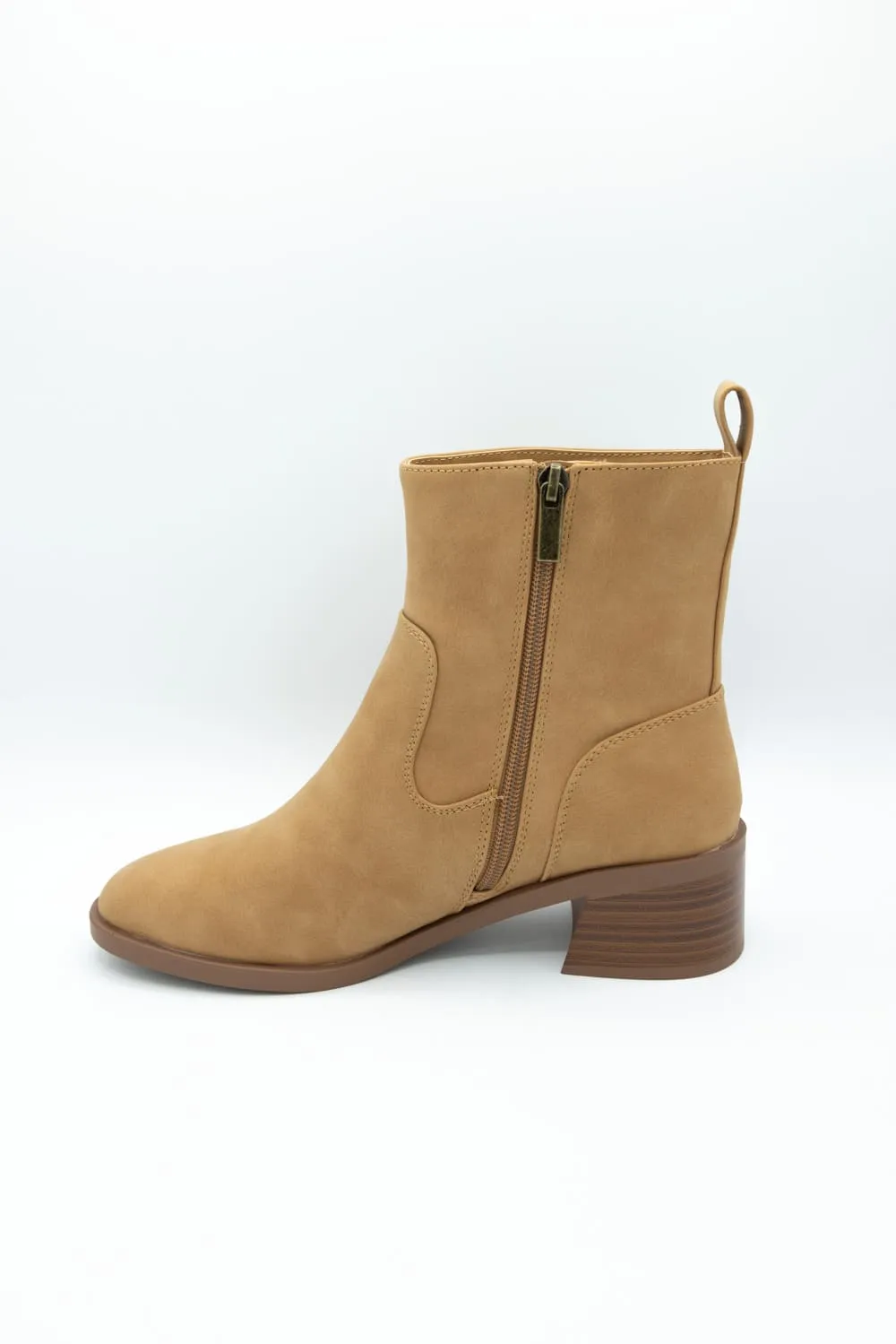 Soda Beaver Block Heel Booties for Women in Coffee | BEAVER-S COFFEE
