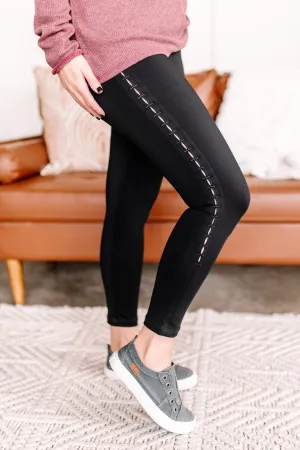 Stitch Me Up Black Leggings