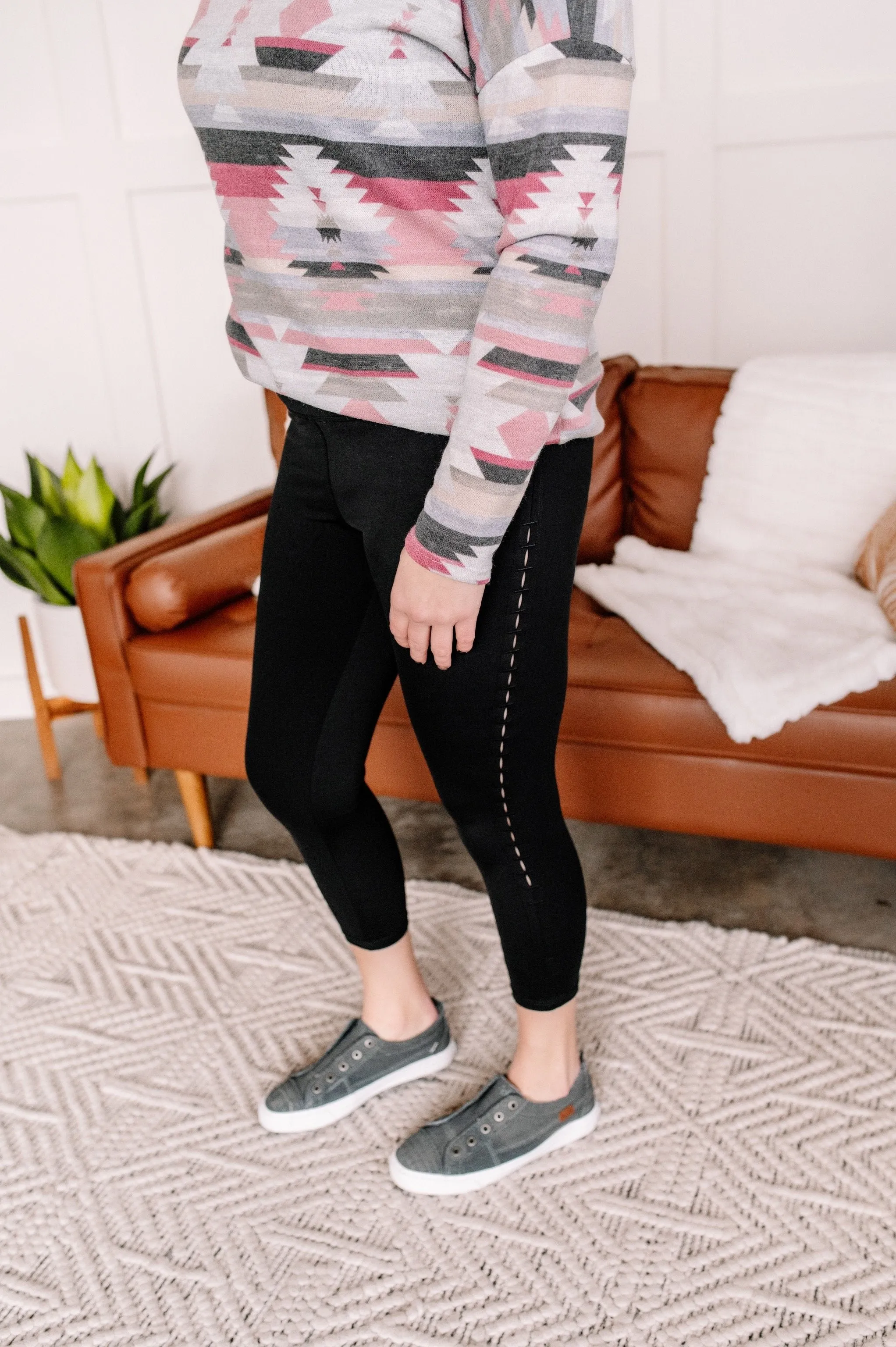 Stitch Me Up Black Leggings