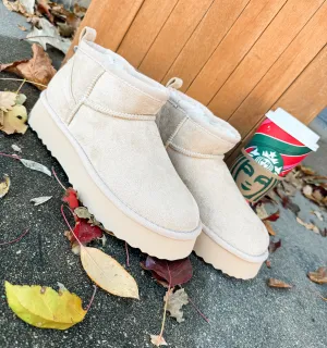TEDDY MINI PLATFORM BOOTIES-NATURAL