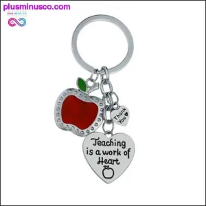Thank You Teachers Love Heart Keychain Chic Red Apple