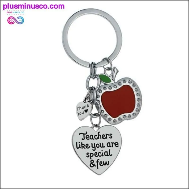 Thank You Teachers Love Heart Keychain Chic Red Apple