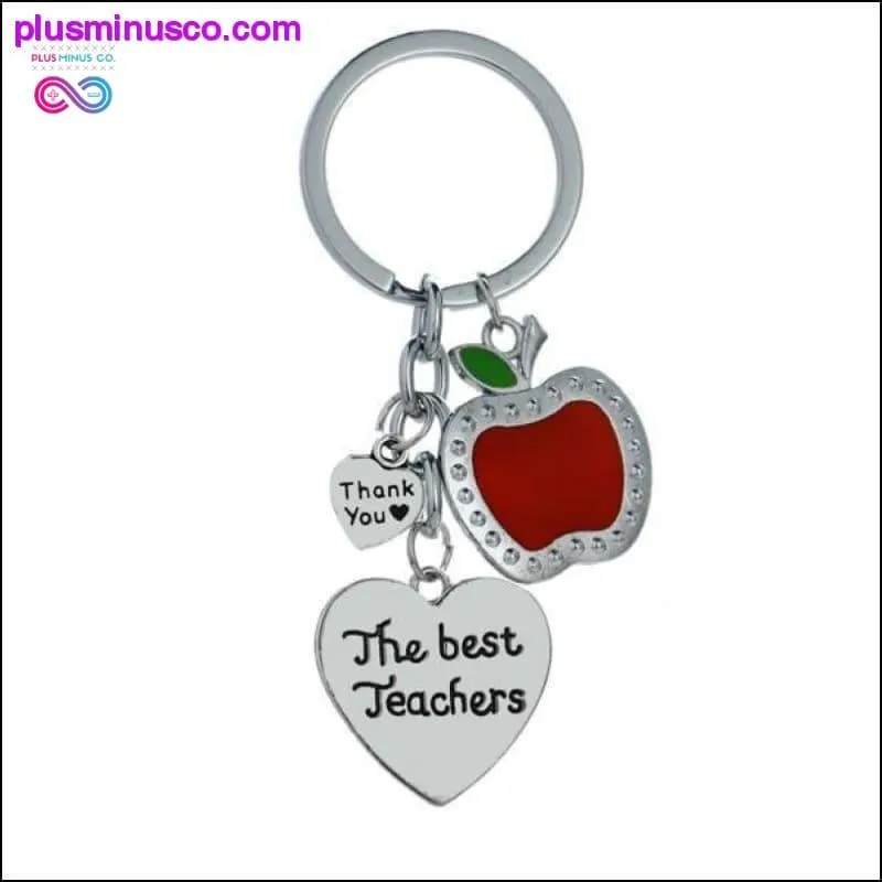 Thank You Teachers Love Heart Keychain Chic Red Apple