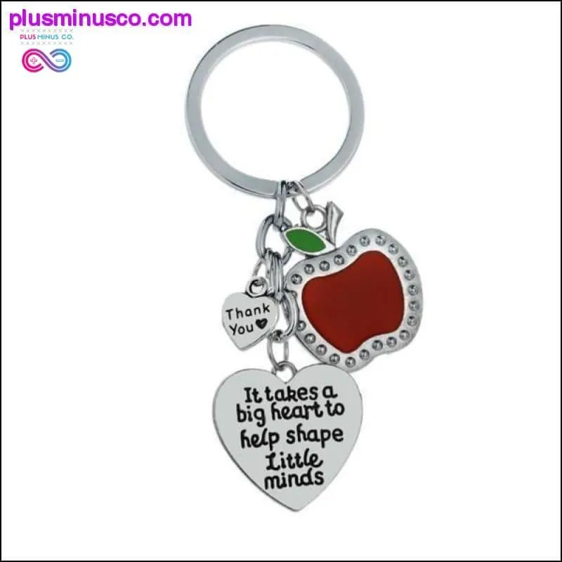 Thank You Teachers Love Heart Keychain Chic Red Apple