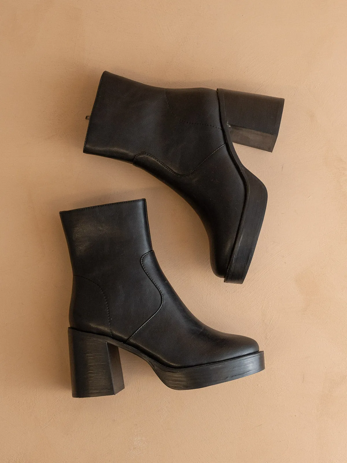 The Alexandra |  Black Platform Ankle Boots