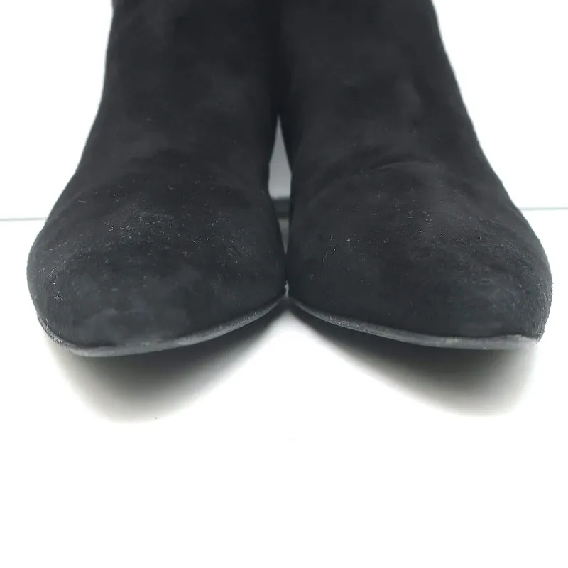 The Row Ambra Ankle Boots Black Suede Size 38 Pointed Toe Booties