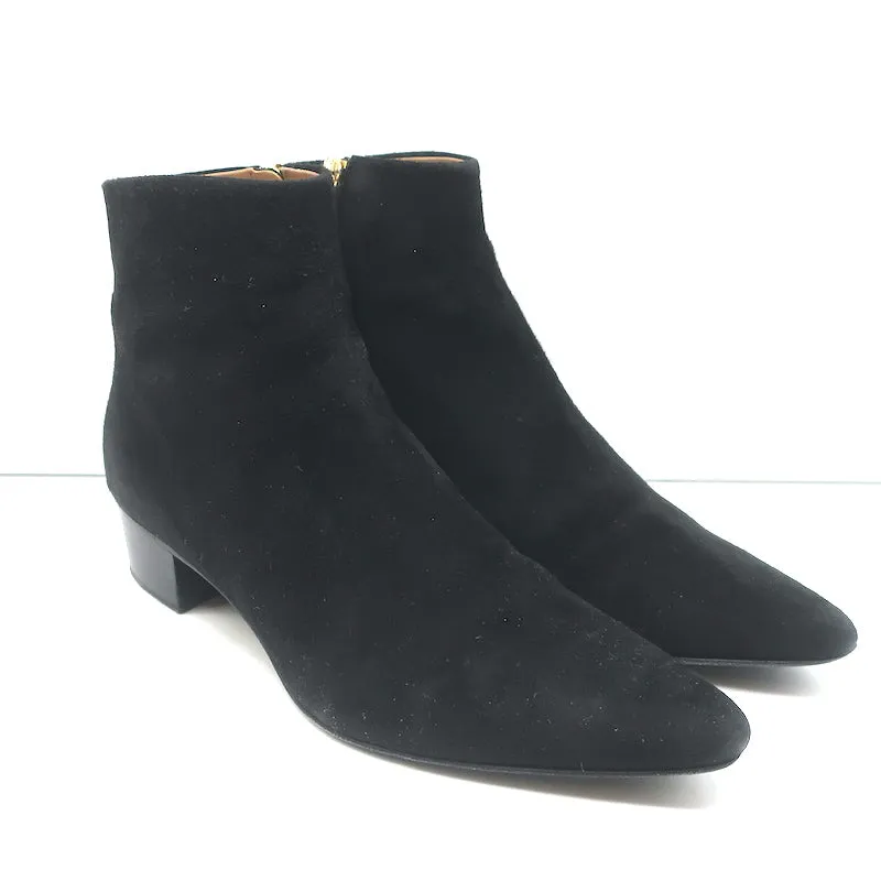 The Row Ambra Ankle Boots Black Suede Size 38 Pointed Toe Booties