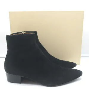 The Row Ambra Ankle Boots Black Suede Size 38 Pointed Toe Booties