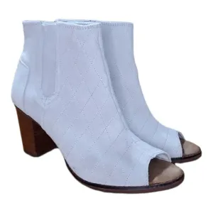 Toms Majorca Peep Toe High Rise Suede Quilted Booties Size 10 M