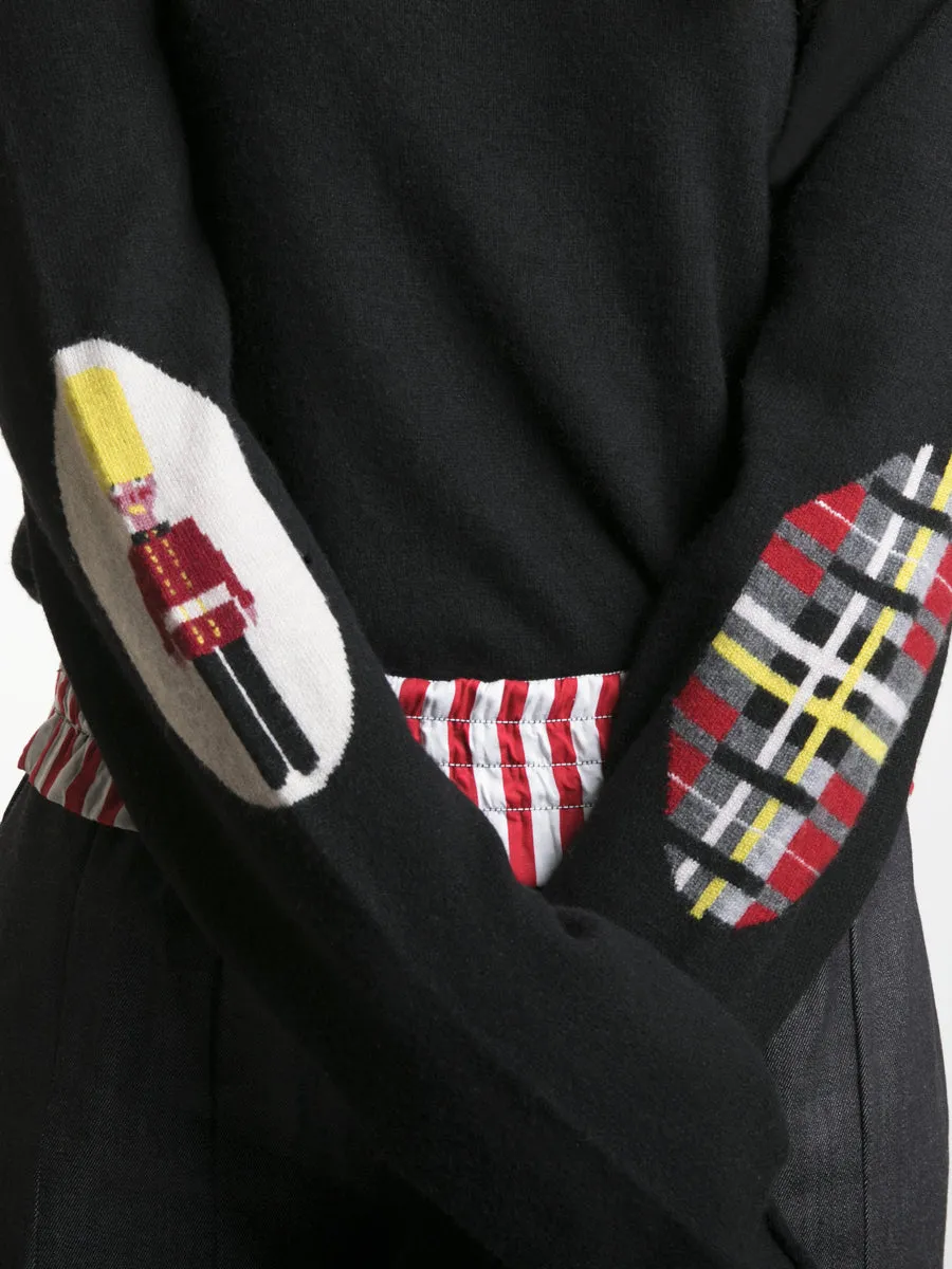 Unisex Cashmere Jumper with Mixed Print Elbow Patches