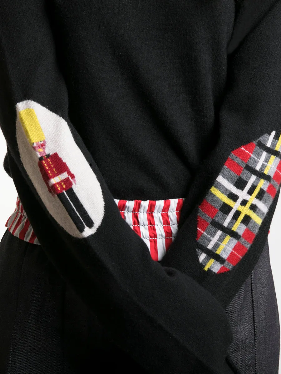 Unisex Cashmere Jumper with Mixed Print Elbow Patches