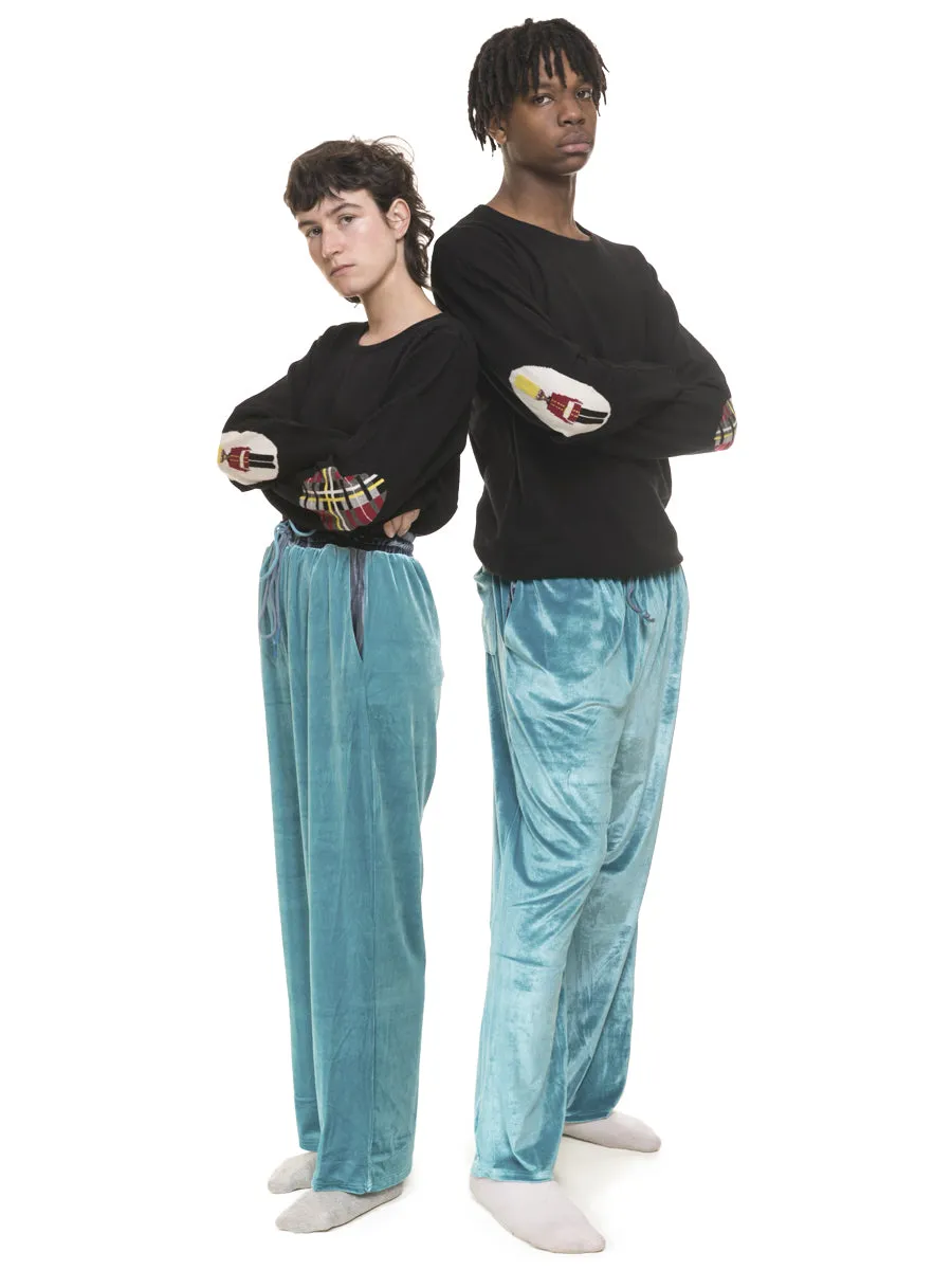 Unisex Cashmere Jumper with Mixed Print Elbow Patches