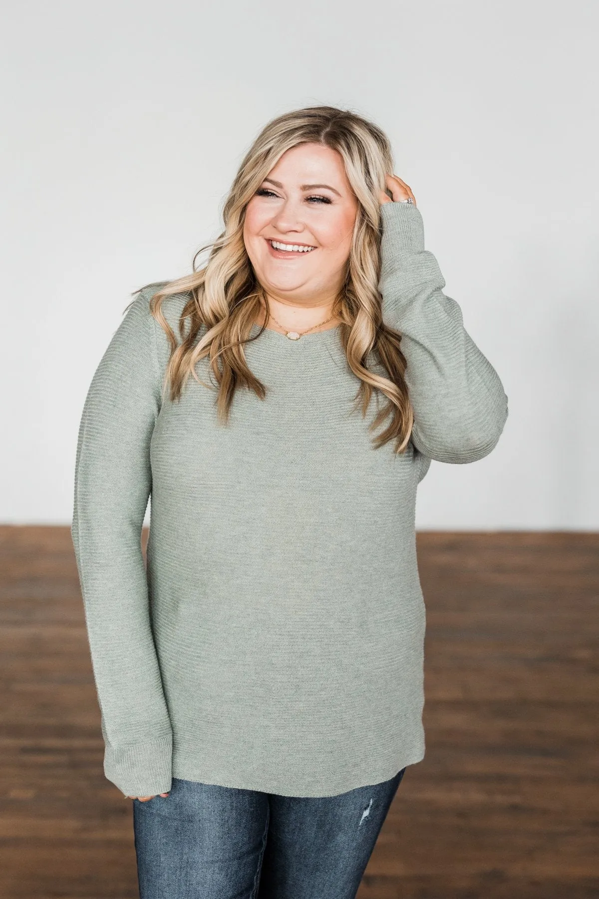 Up In The Clouds Knit Sweater- Sage