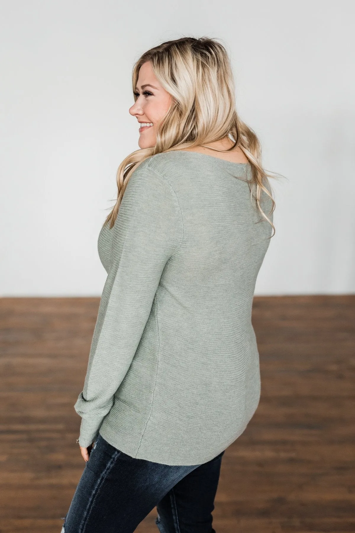 Up In The Clouds Knit Sweater- Sage