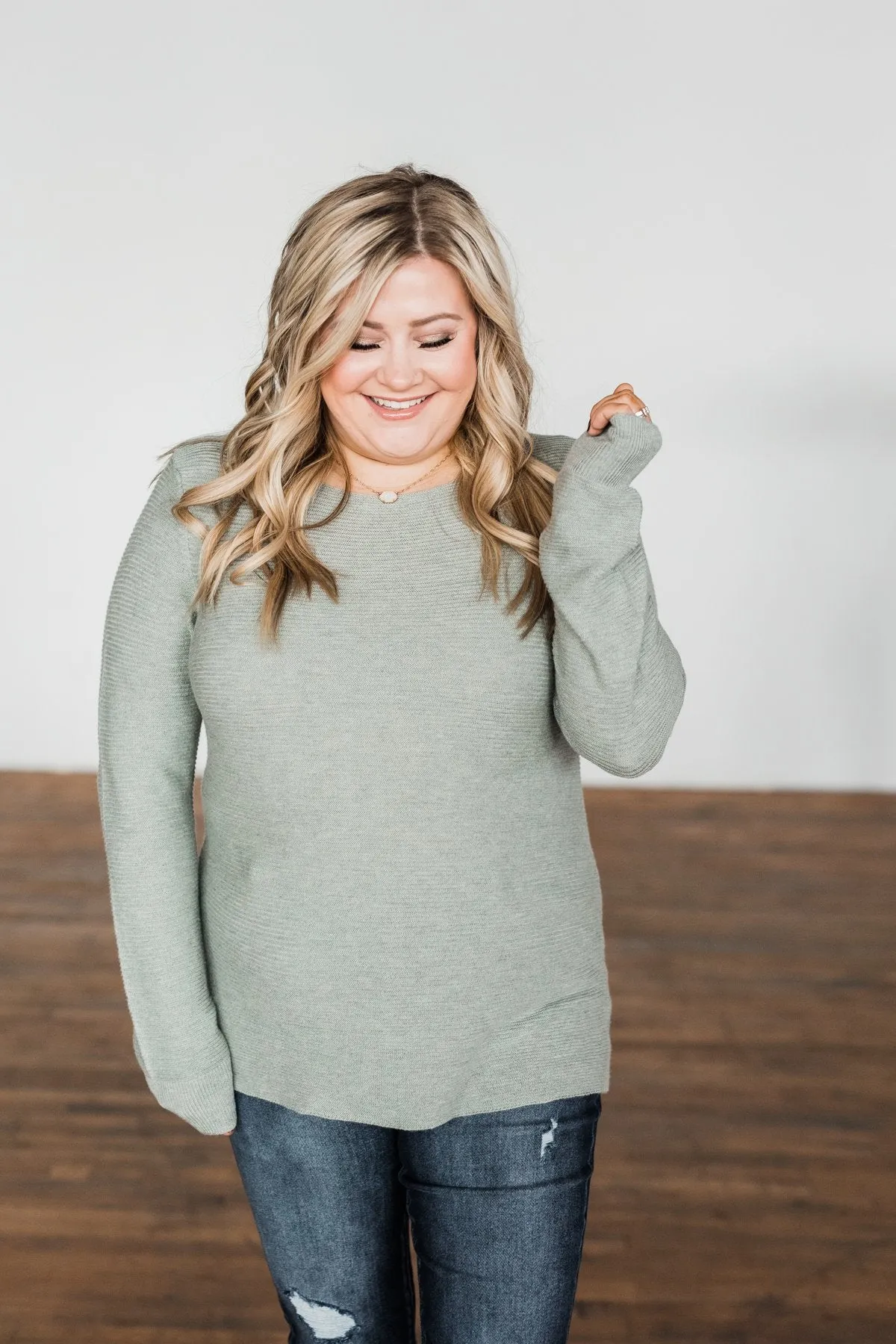 Up In The Clouds Knit Sweater- Sage