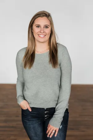 Up In The Clouds Knit Sweater- Sage