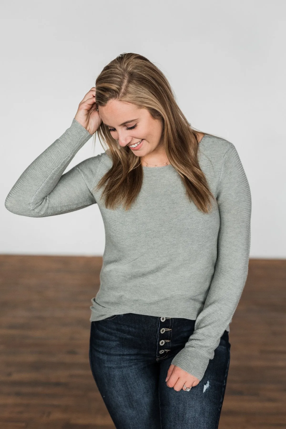 Up In The Clouds Knit Sweater- Sage