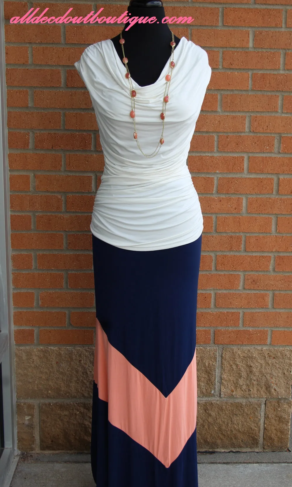 Vanilla Bay | Blue and Peach Maxi Skirt