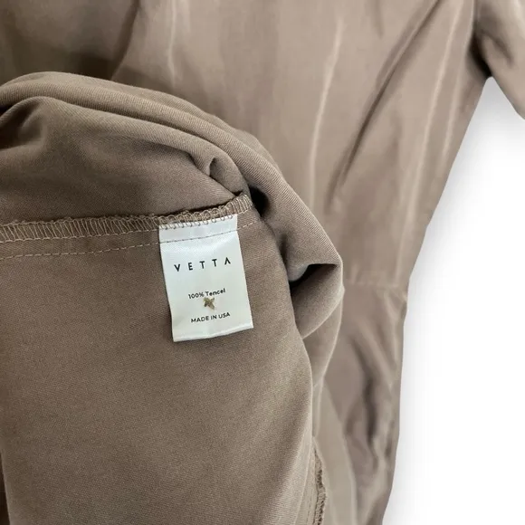 VETTA Capsule Light Taupe 100% Tencel The Button Up Midi Dress Small
