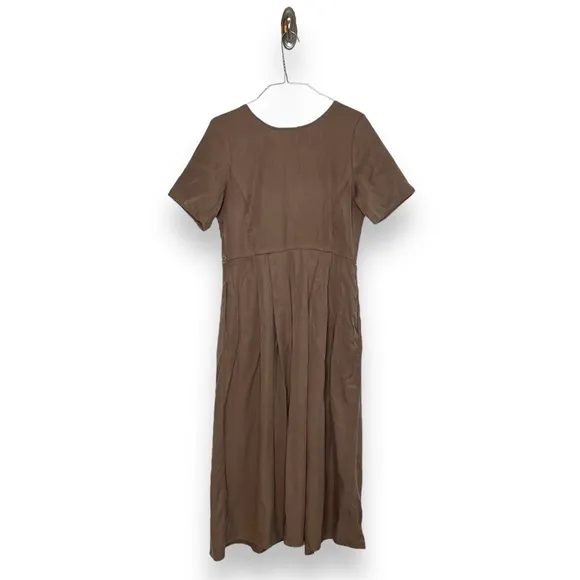 VETTA Capsule Light Taupe 100% Tencel The Button Up Midi Dress Small