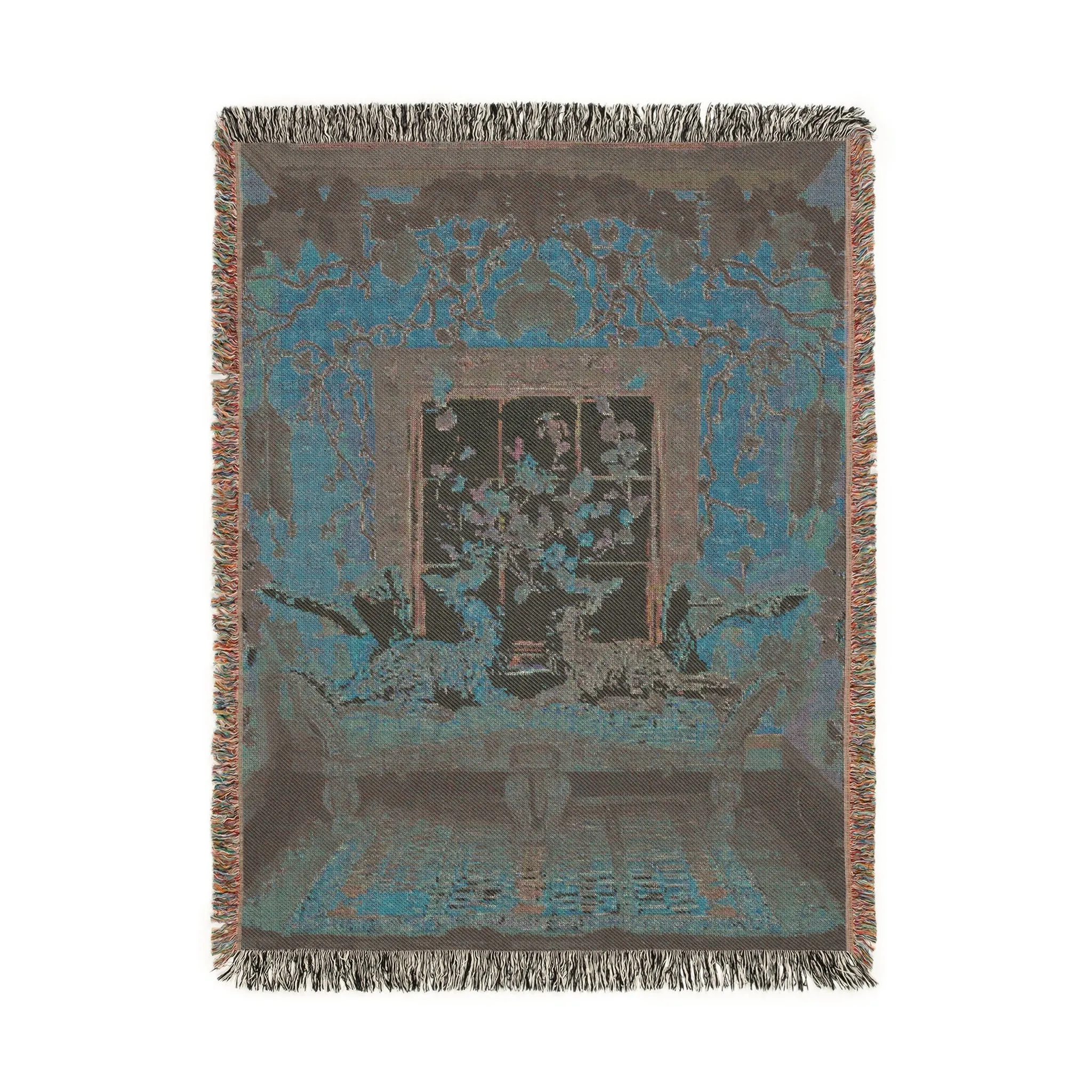 Vibrant Floral and Feline Woven Blanket