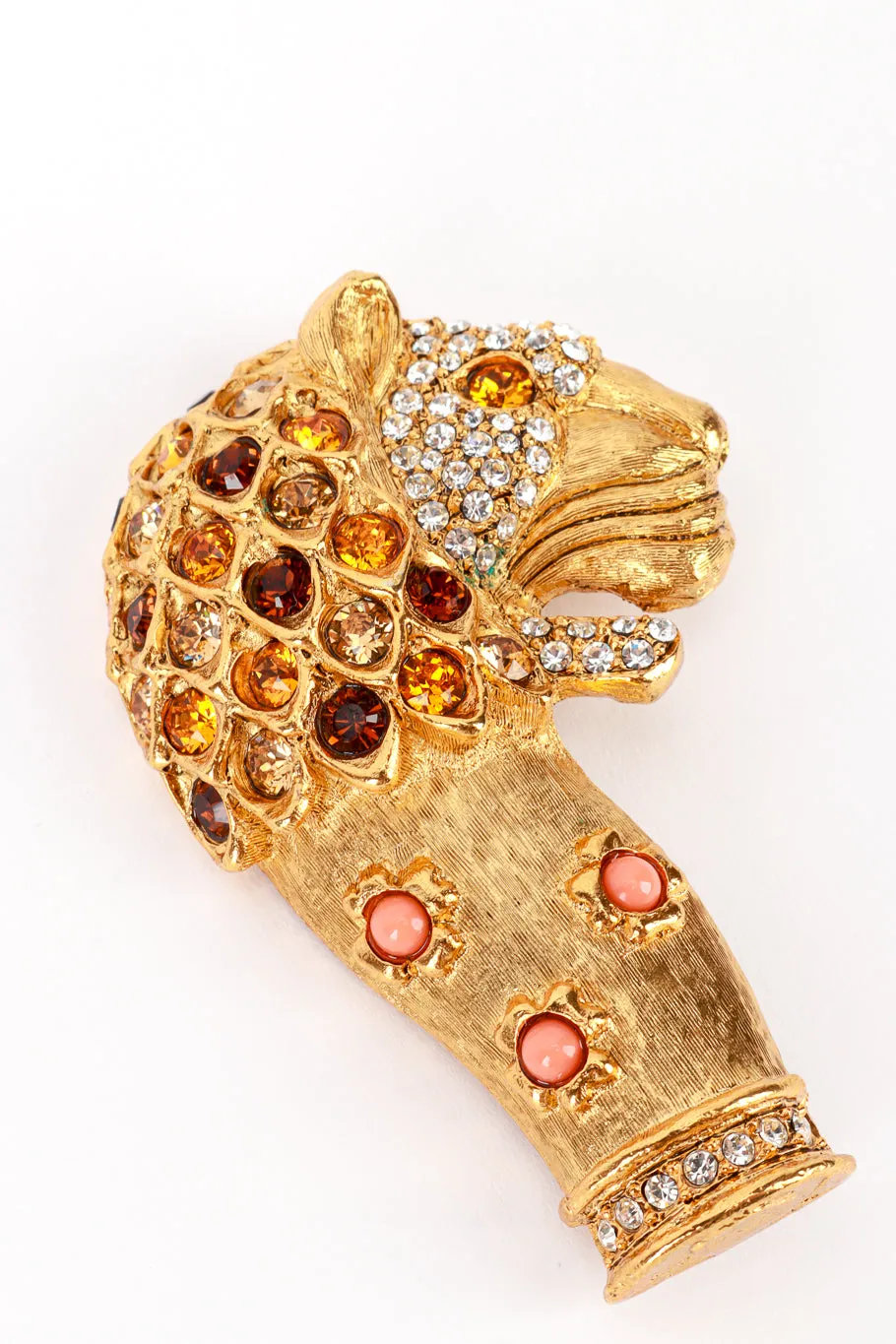 Warm Crystal Mughal Lion Brooch