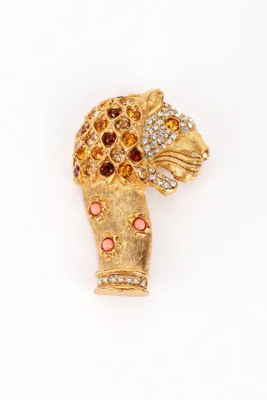 Warm Crystal Mughal Lion Brooch