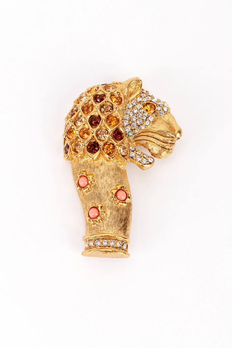 Warm Crystal Mughal Lion Brooch