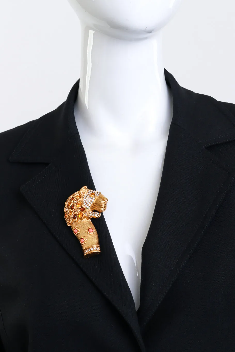 Warm Crystal Mughal Lion Brooch