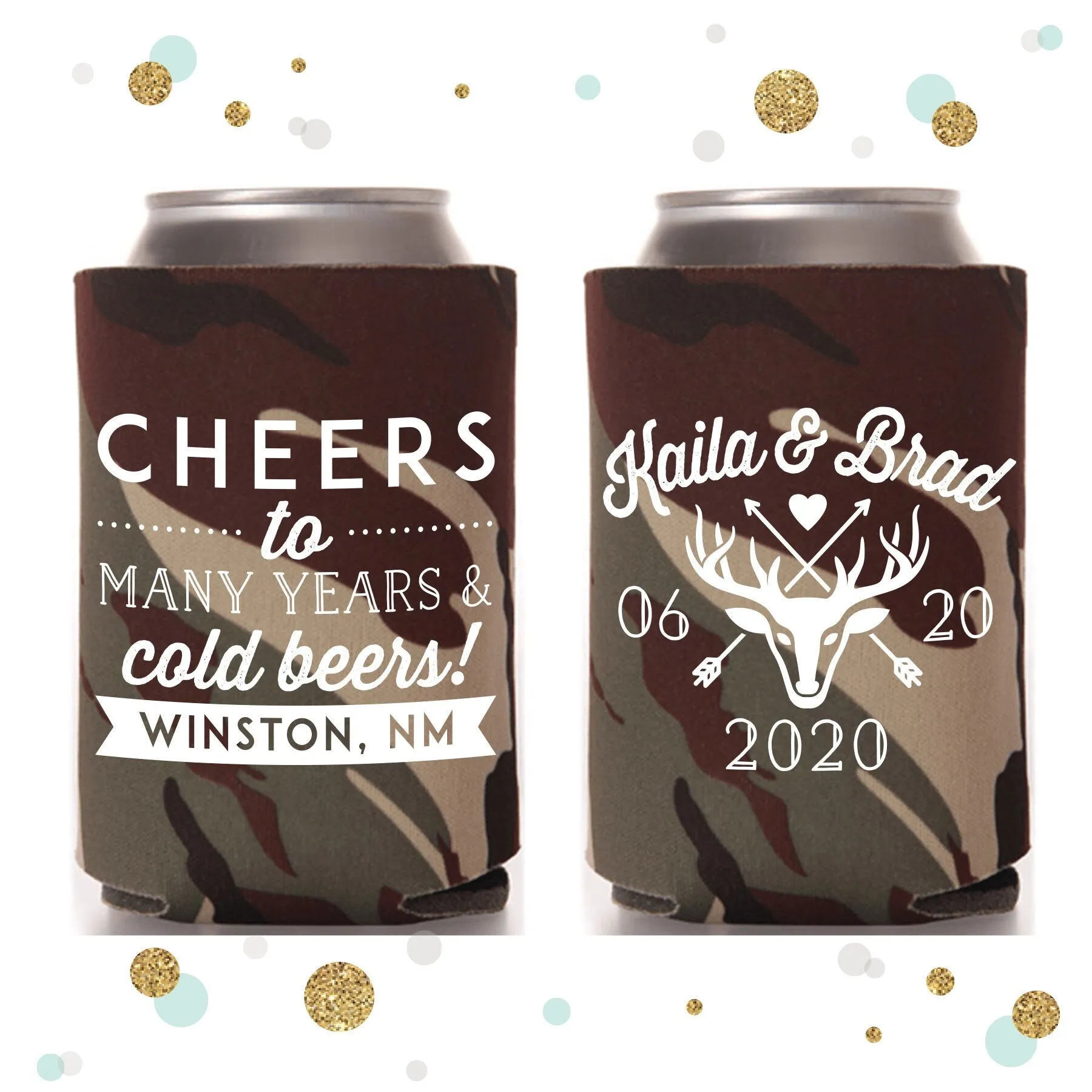 Wedding Can Cooler #134R - Cheers to Many Years