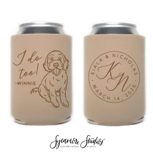 Wedding Can Cooler #234R - Custom Pet Illustration