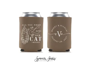 Wedding Can Cooler #252R - Custom Pet Illustration