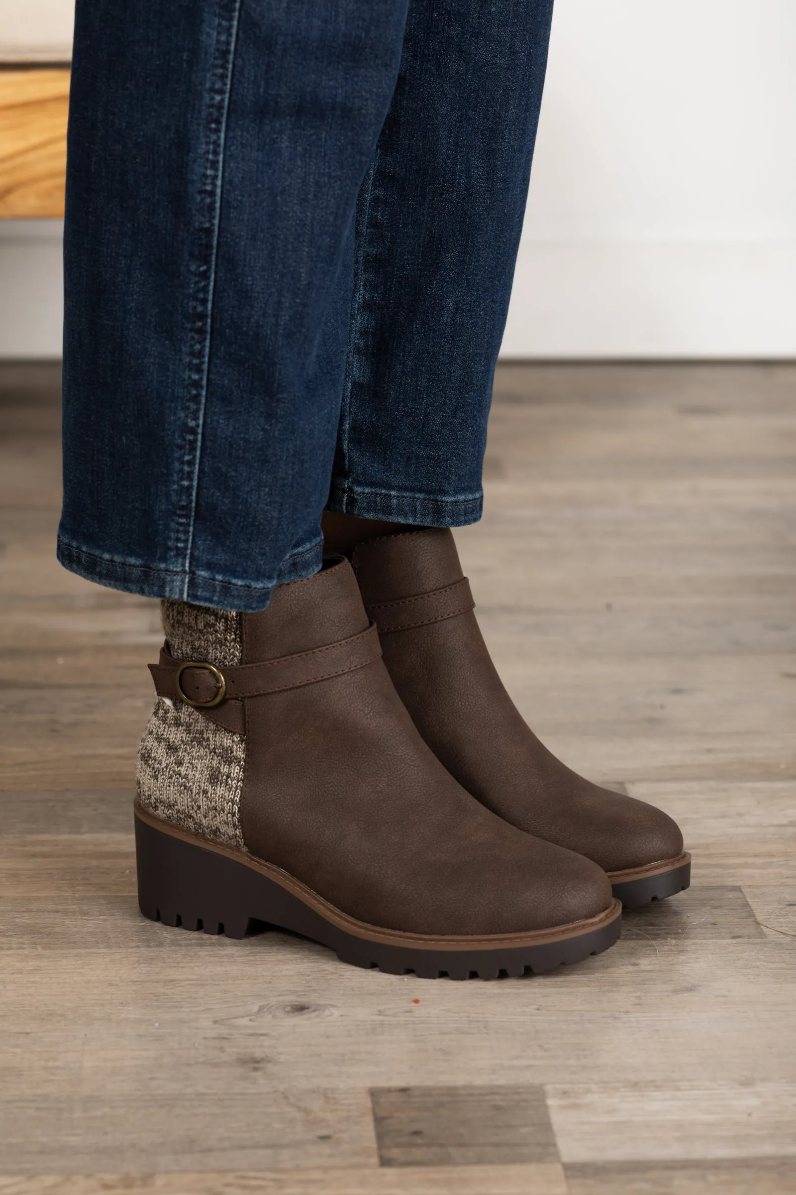 Wedge Sole Belt Booties