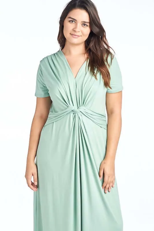 Where I Belong Maxi Dress in Moss Green - Curvy