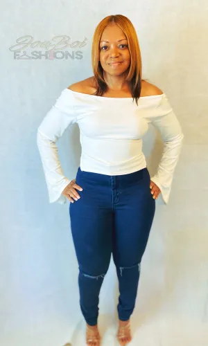 White Backless Tie long sleeve Top