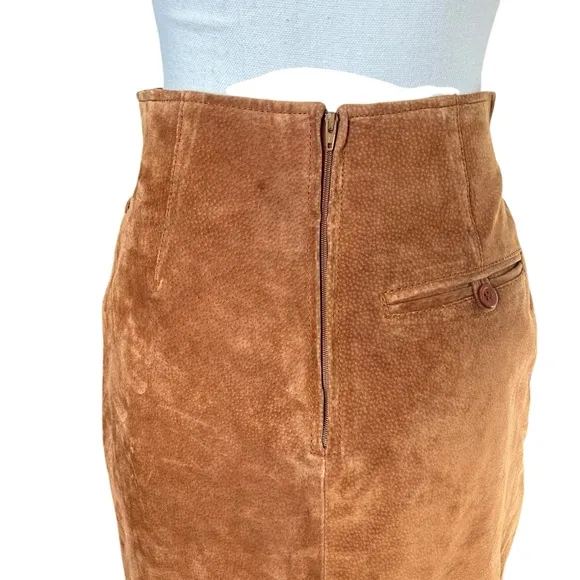 Wilson's Suede Skirt Size 8 Camel Tan 100% Genuine Leather Style 6105