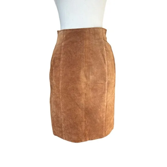 Wilson's Suede Skirt Size 8 Camel Tan 100% Genuine Leather Style 6105