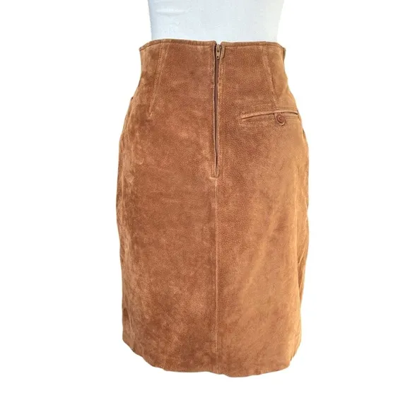 Wilson's Suede Skirt Size 8 Camel Tan 100% Genuine Leather Style 6105