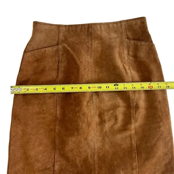 Wilson's Suede Skirt Size 8 Camel Tan 100% Genuine Leather Style 6105