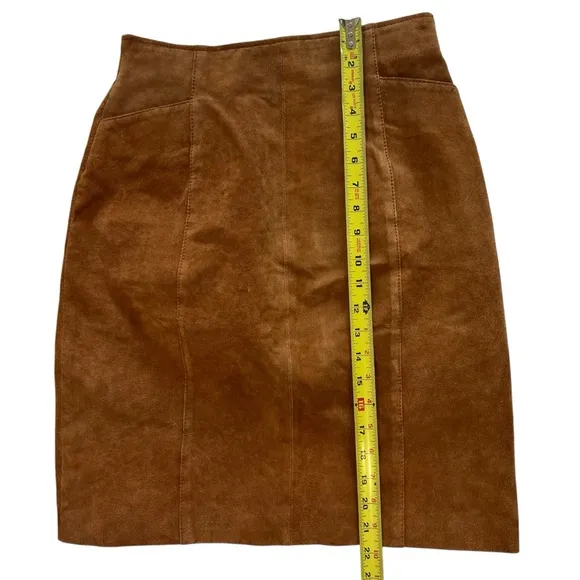 Wilson's Suede Skirt Size 8 Camel Tan 100% Genuine Leather Style 6105