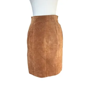 Wilson's Suede Skirt Size 8 Camel Tan 100% Genuine Leather Style 6105