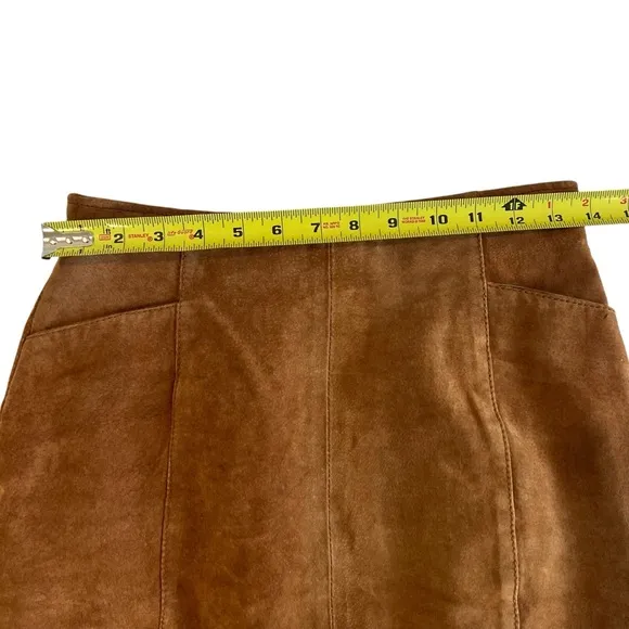 Wilson's Suede Skirt Size 8 Camel Tan 100% Genuine Leather Style 6105